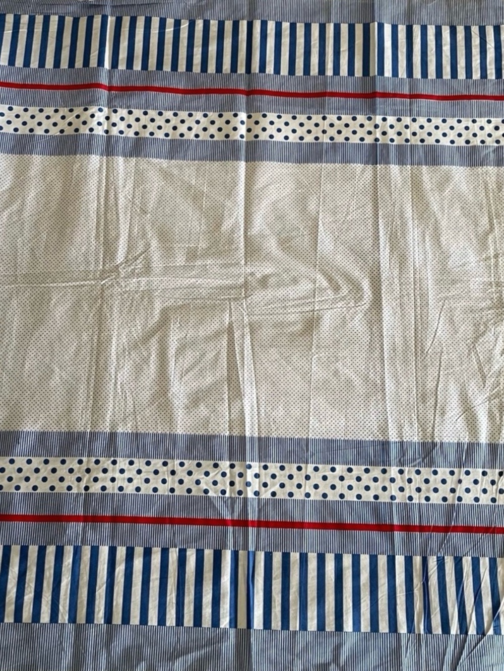 Blue Stripe & Dot Multicolor Mixed Print Cotton Fabric